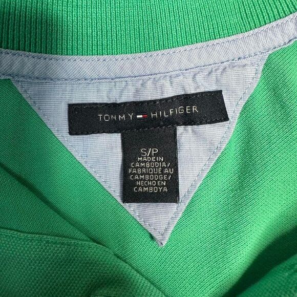 Tommy Hilfiger Green Polo Shirt S/P Casual Preppy Retro - Picture 7 of 8